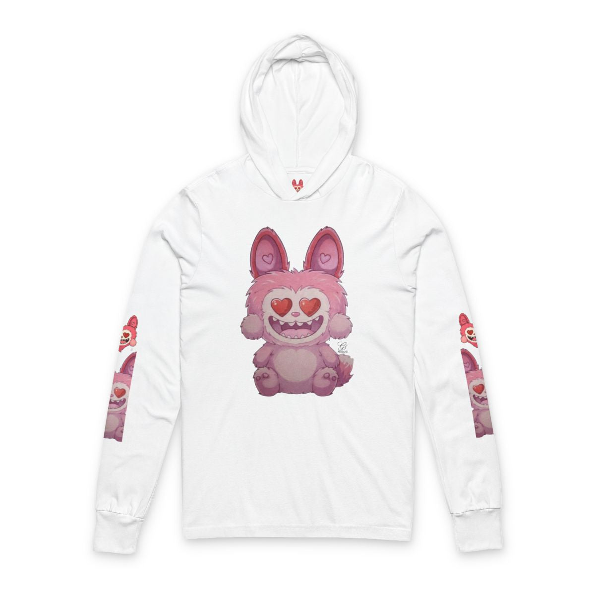 Pink Furry Bubu Unisex Hooded Long Sleeve Tee by GT Artland