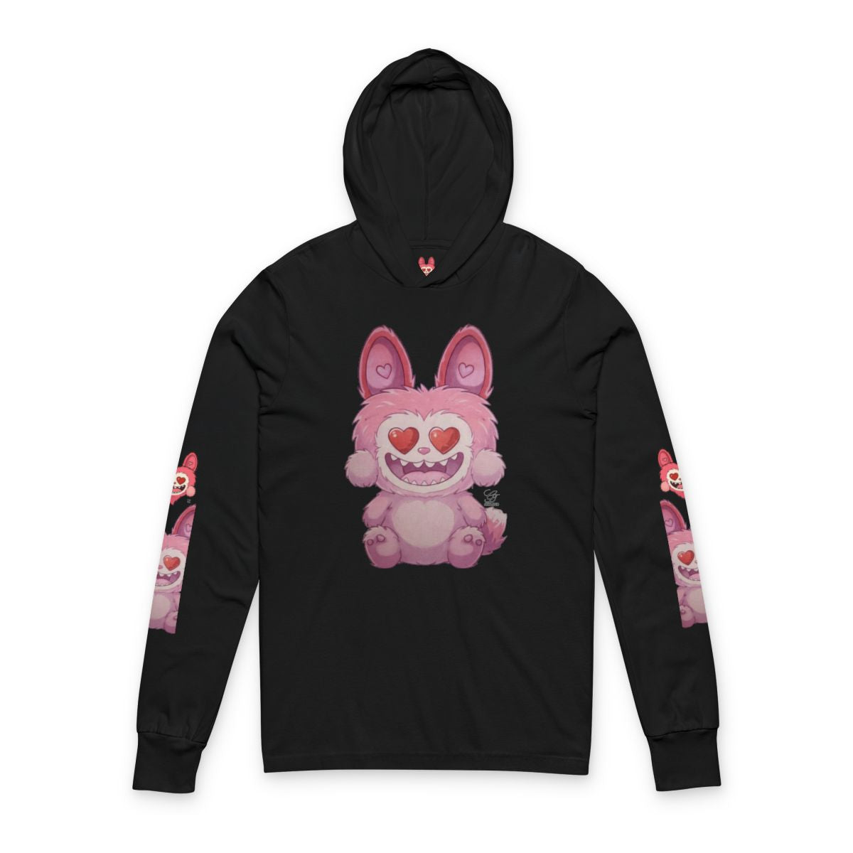 Pink Furry Bubu Unisex Hooded Long Sleeve Tee by GT Artland