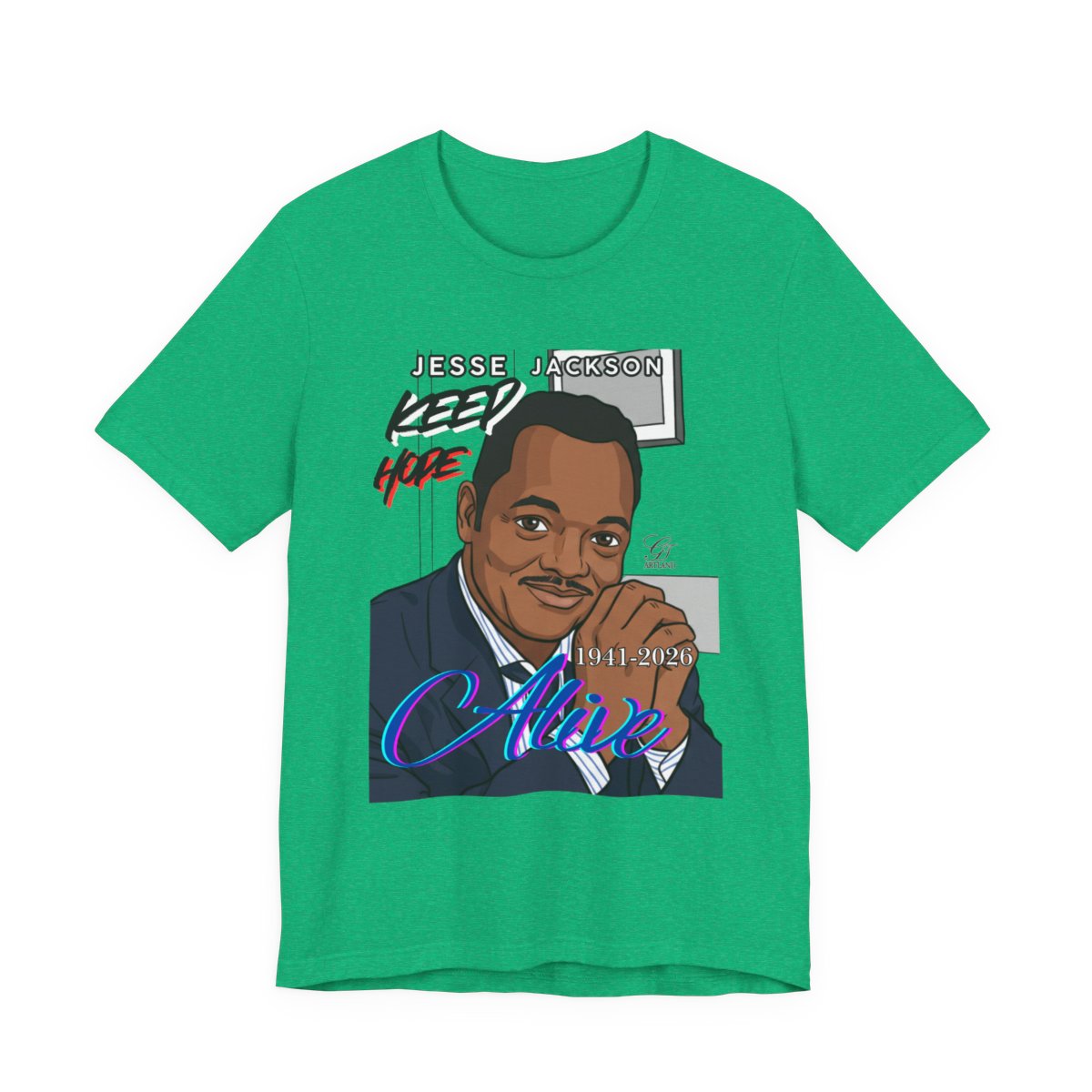 Keep Hope Alive Historical Urban Toon Jesse Jackson Legacy Tribute 1941-2026 Unisex Jersey Short Sleeve Tee by GT Artland