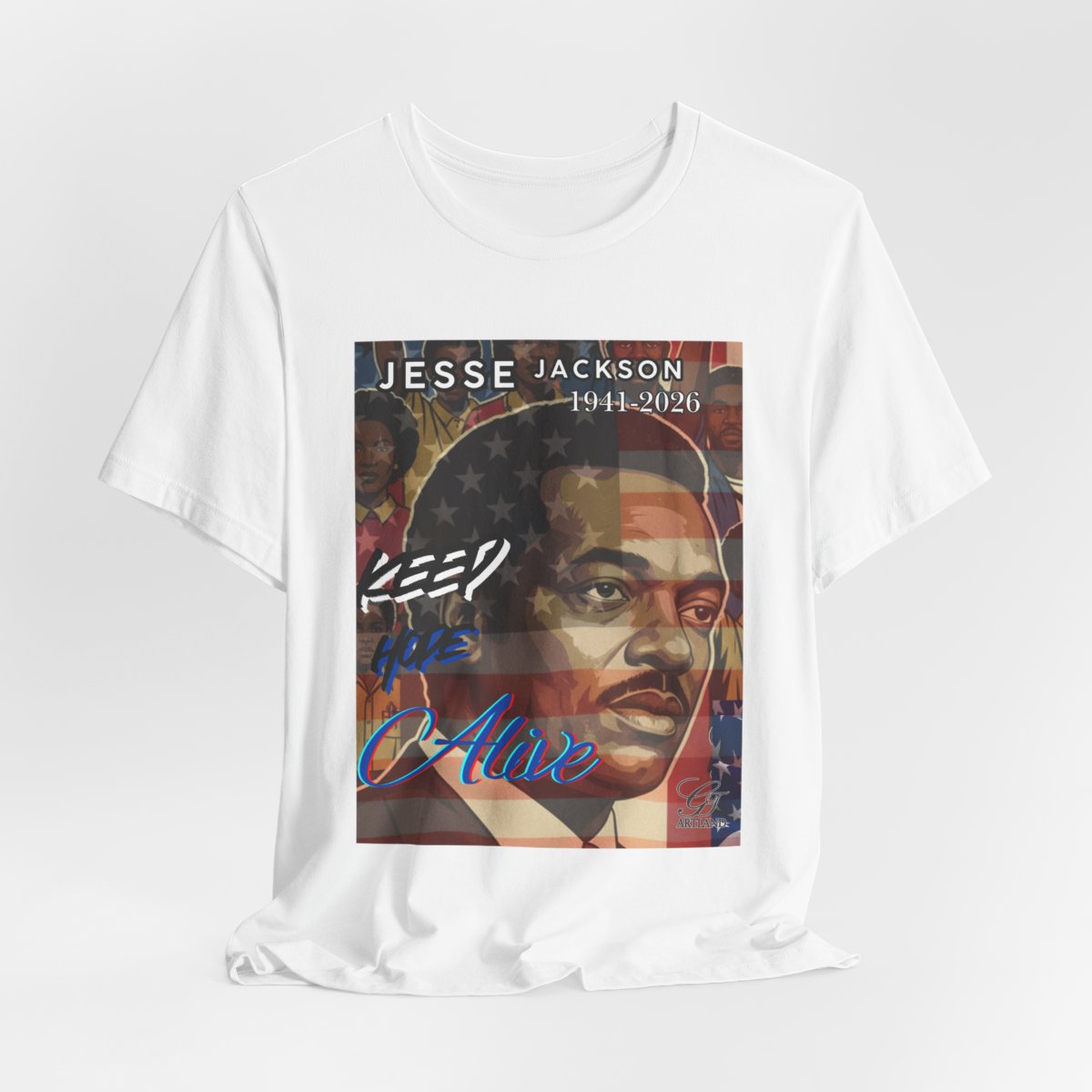 Keep Hope Alive Historical Jesse Jackson Legacy Tribute American PRIDE 1941-2026 Afro Style Unisex Jersey Short Sleeve Tee by GT Artland