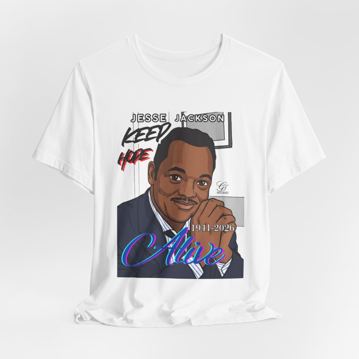 Keep Hope Alive Historical Urban Toon Jesse Jackson Legacy Tribute 1941-2026 Unisex Jersey Short Sleeve Tee by GT Artland