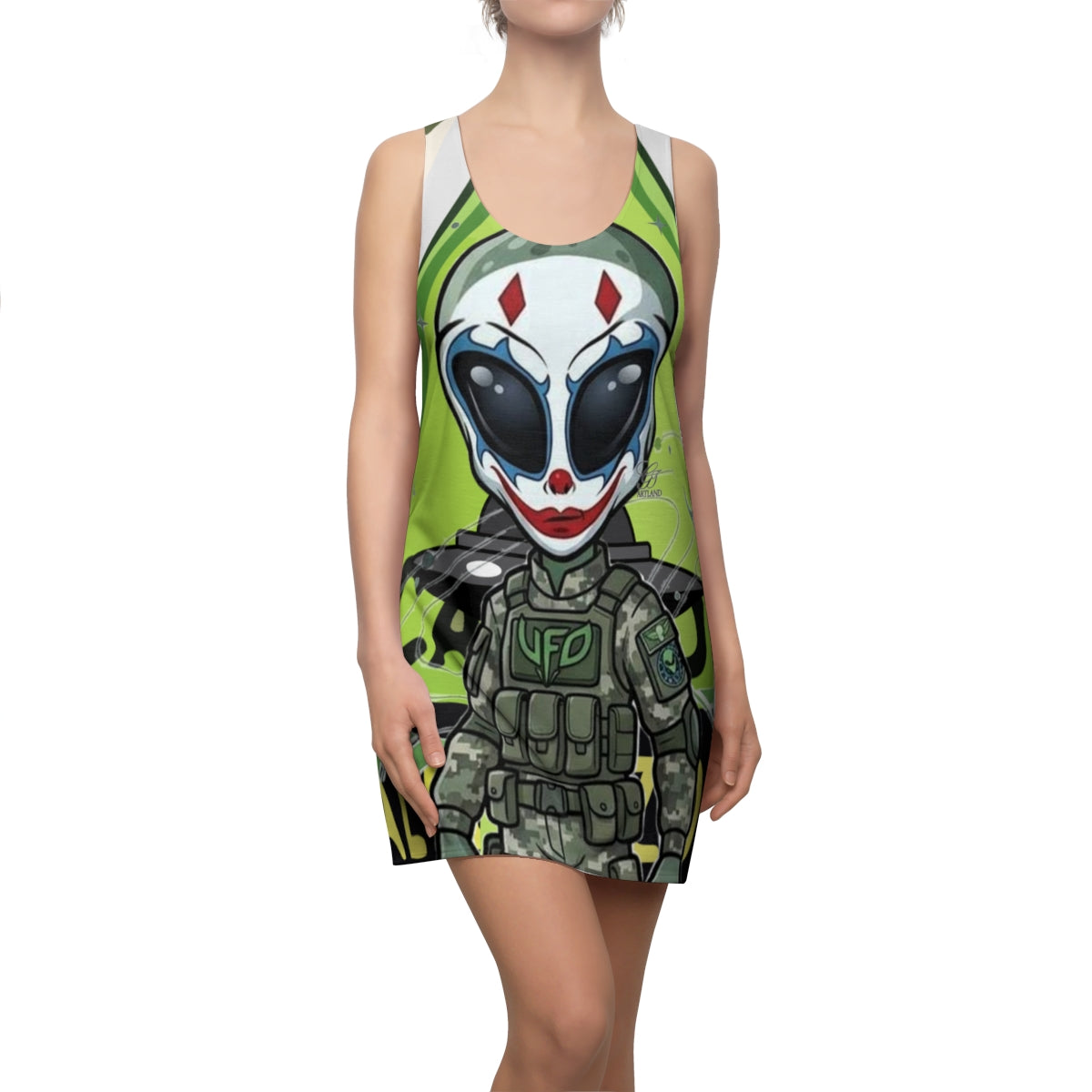 King Clown Alien UFO Designer Women's Cut & Sew Racerback Dress by GT Artland