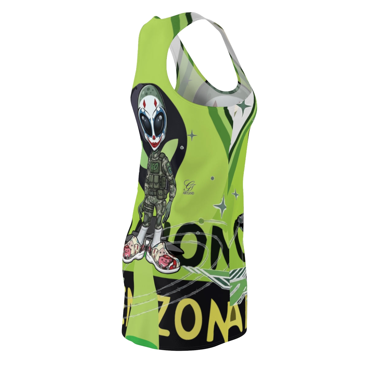 King Clown Alien UFO Designer Women's Cut & Sew Racerback Dress by GT Artland