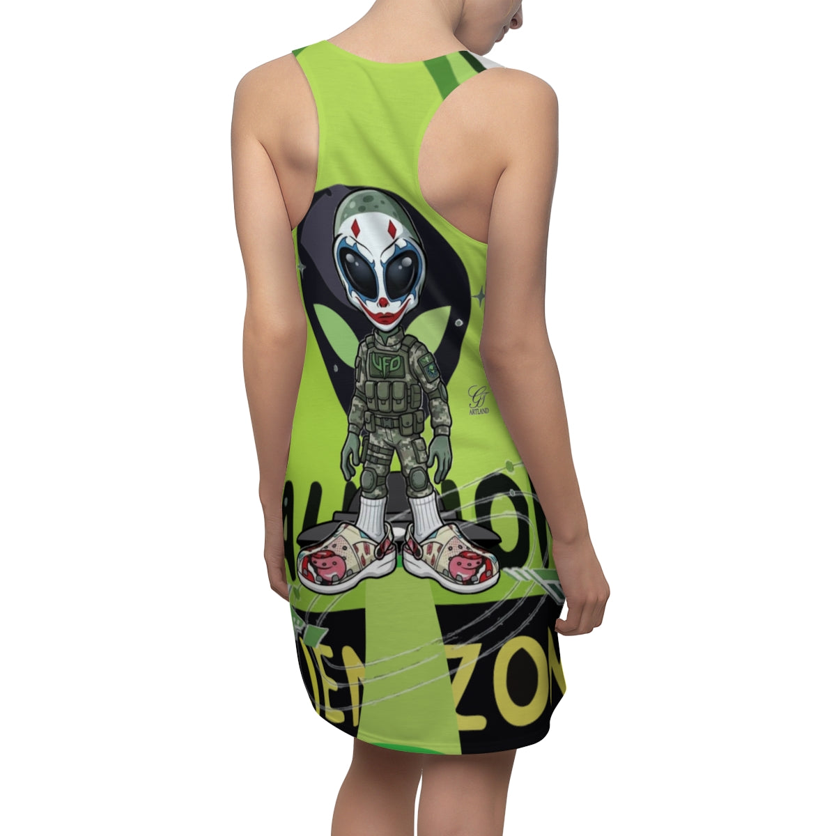 King Clown Alien UFO Designer Women's Cut & Sew Racerback Dress by GT Artland
