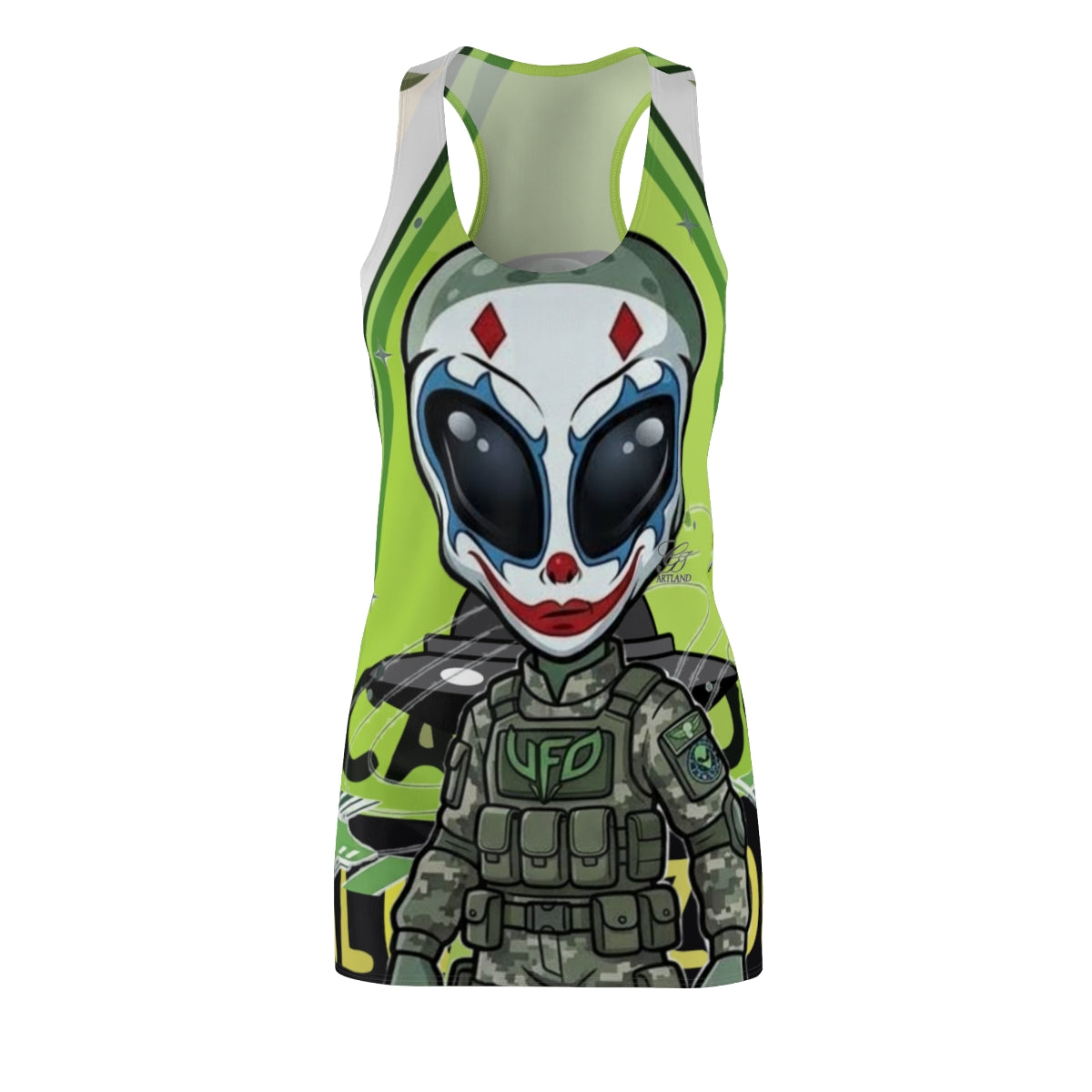 King Clown Alien UFO Designer Women's Cut & Sew Racerback Dress by GT Artland