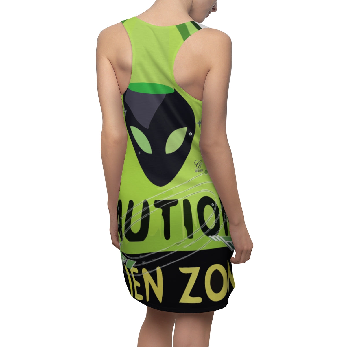 Caution UFO Designer Zone Women's Cut & Sew Racerback Dress by GT Artland